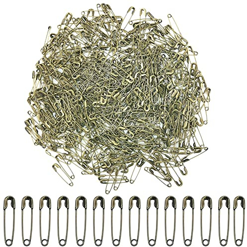 Ruidee 500 Pieces Safety Pins 20mm Small Sewing Pins Metal Mini Safety Pins for Home Office Art Craft Jewelry Making (XBZ/Bronze)