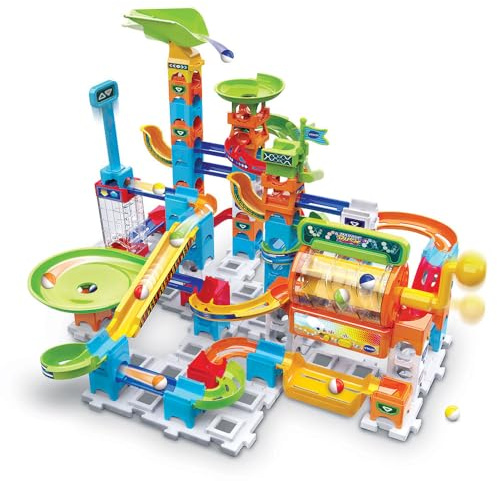 VTech - Marble Rush, Circuit à Billes Électronique Super Action Set Electronic L200E, Jeu de Construction, 102 Pièces, 10 Billes, Cadeau Enfant Dès 4 Ans - Contenu en Français