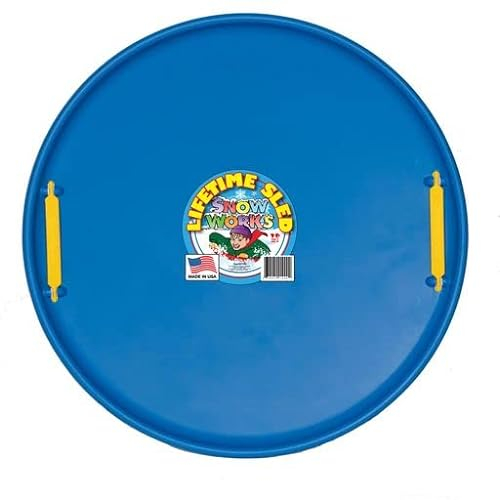Lifetime Saucer Snow Sled, Heavy-Duty Plastic, Cold Weather Downhill Outdoor Winter Snow Sled with Handles (Blue).