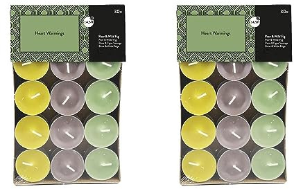 Lumini profumati 2 x 30 pezzi (60 lumine) – Durata della combustione: 4,5 ore, senza fuliggine – per portacandele – portacandele – Natale, regalo, decorazione, matrimonio, gastro (verde – profumo: