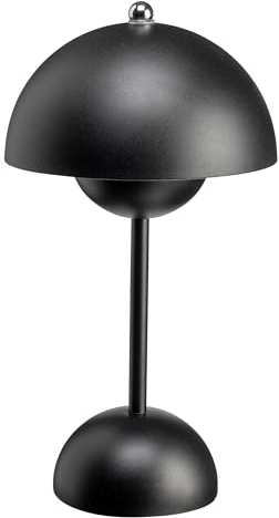 Luxus - Tischlampe Touch Deluxe - Josephine - Schwarz - H30 x Ø16 - Terrassenlampe - Schreibtischlampe - LED - Wiederaufladbar - Dimmbar - Kabellos - Tischlampe für innen und außen