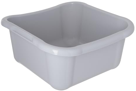 KADAX Ciotola rettangolare per la biancheria, robusta vaschetta per il lavaggio con comode maniglie, contenitore, vasca per la pulizia compatta, ciotola (grigio chiaro, 8 l)