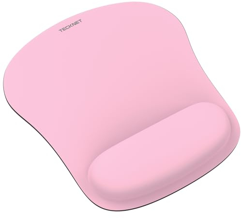 TECKNET Mauspad mit Gelkissen, Memory Foam Mousepad Ergonomisches Wasserdicht Komfort Mausmatte mit Handgelenkpolster Handauflage für Alle Maus Offfice Heim Computer Laptop, Pink