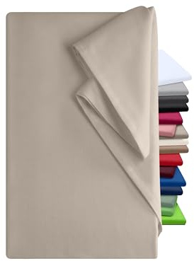 npluseins Bettlaken 150x250cm - Leintuch ohne Gummizug - Tuch ist ideal für Terrasse Reisen Camping und Tischtuch - Wohnmobil Laken - Betttuch ohne Gummizug - 100% Baumwolle, ca. 150 x 250 cm, beige