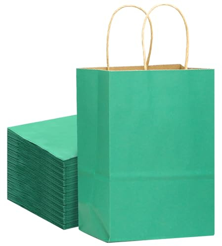 Gcardist 32 bolsas de papel kraft con asas de 21 x 15 x 8 cm, pequeñas bolsas de regalo para fiestas, color beige, bolsas de regalo para compras, múltiples usos (8.3 x 6 x 3 pulgadas, tamaño pequeño)