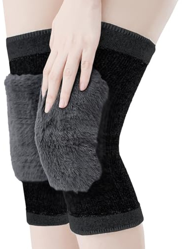TINAYAUE Calentadores de piernas cálidos para hombres y mujeres, rodilleras de lana elástica, unisex, resistentes al viento, calentadores de piernas de piel sintética, rodilleras acogedoras, sueltas,
