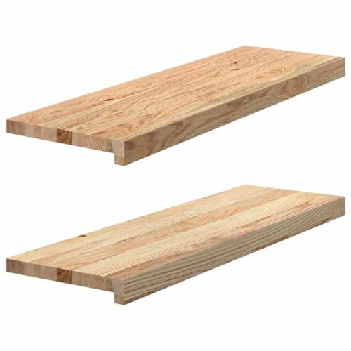 vidaXL Fensterbänke 2 Stk. Unbehandelt 80x30x2 cm Massivholz Eiche, Fensterbrett, Holz Treppenstufe, Holz Fensterbrett, Fensterbank Eichenholz