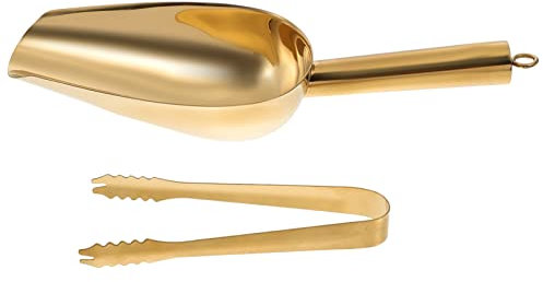 PRETYZOOM 1 Set Pala Da Ghiaccio Pinze Per Ghiaccio Imbuto Mattone Di Ghiaccio Paletta Per Ghiaccio Per Macchina Del Ghiaccio Paletta Per Il Ghiaccio Piccola Golden Acciaio Inossidabile 304