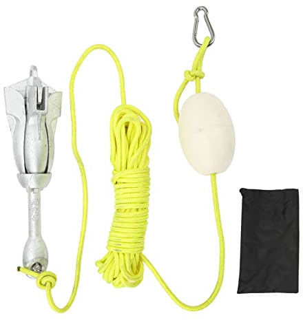 ANKROYU Kit de Anclaje Marino de 4 Garras Ancla de Barco Plegable a Prueba de Acero al Carbono con Cuerda para Kayaks Canoas Tablas de Remo 31 cm 1,5 kg Ancla de Barco Resistente