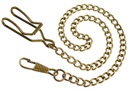 OWATRKDEY Pocket Watch Chain, Bronze Metal Chain with Clip, Durable Pocket Watch Chain 14.5 Inch