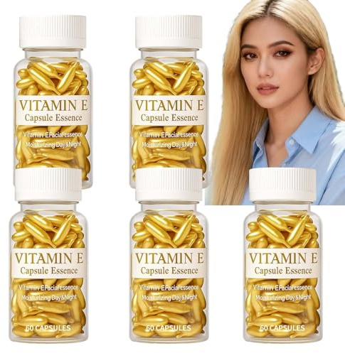 Vitamin E-kapslar för ansiktet, anti-aging serum för strålande hud, fuktgivande hydrering, minskar fina linjer, rynkor, hudvård, 60 kapslar (5 st)