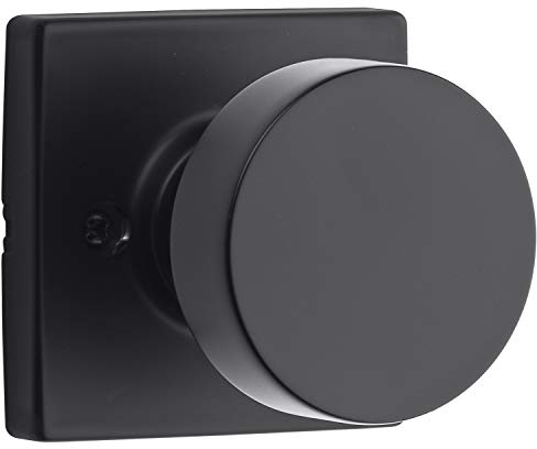 Kwikset Pismo 97402-854 Pomello per porta d'ingresso con chiave con chiave SmartKey Security, rotondo, ferro nero