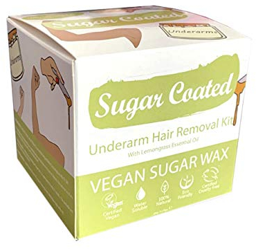 Sugar Coated Haarentfernungs-Wachs-Set für Achselhöhlen, vegan, enthält ätherisches Zitronengrasöl, Wachs-Set, Haarentfernungs-Wachs-Set, Sugaring-Haarentfernung, Zuckerwachs, Körperwachs-Set 200 g