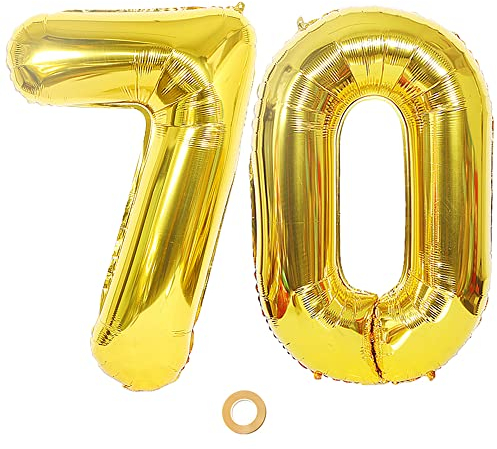 Ceqiny Digitaler Ballon Luftballons Nummer Zahl 70 Ballon Großer Folienballon in 40 2 Stück Zahlenballons Digitaler Ballon in Gold für Geburtstag Hochzeit Jubiläum oder Sonstige Feierliche Anlässe