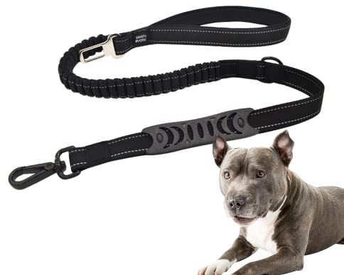 Edipets, Laisse Anti Traction Chien, 1M / 1.4M, Ceinture Chien Voiture, Réfléchissante, Poignée Rembourrée, pour Petits/Moyens/Grands Chiens (Noir)