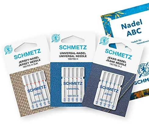 SCHMETZ | 15 Nähmaschinennadeln | Starter Set | Universal/Jersey/Jeans | Sortierungen | Inklusive 1 Nadel ABC