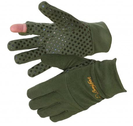 BENISPORT Guantes de montañana Finos Antideslizantes de Color Verde, Dedo Fuera - Outdoor | Tiro | Caza (M)