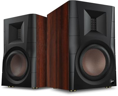 HiVi-Swans D100 Bluetooth Bookshelf Speakers - Powered Desktop Stereo Speakers for TV/Turntable/PC/Monitor - 4 Inch Near Field Computer Speakers 62w RMS - Wood Grain (Pair)