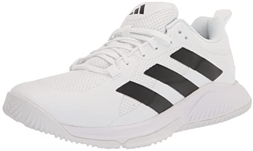 adidas Men's Court Team Bounce 2.0 Indoor Shoe, White/Black/White, 8.5