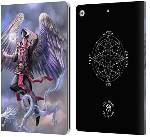 Head Case Designs Offizielle Anne Stokes Air Dragon Männliche Elementare Leder-Wallet-Hülle Kompatibel mit Apple iPad 10.2 2019/2020/2021