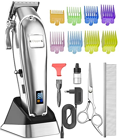 ONEISALL Dog Clippers Professional for Thick Hair,Dog Grooming Clippers, 2 Speed Cordless Pet Clippers for Dogs Cats, Silver