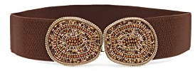 QUEEN HELENA Ceinture Élastique pour Femme CI014 marron, Taille unique