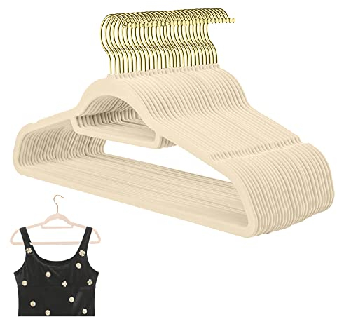 Vastsea 10 Pezzi in Grucce in Plastica Antiscivolo, Appendini in Velluto, con Gancio per Cravatte, Grucce Salvaspazio Nell'Armadio, Può Essere Utilizzato per Giacche, Vestiti, Camicie