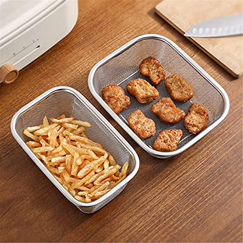 Fine Mesh Strainers, Stainless Steel Fry Basket, Rectangle Fryer Strainer, Oil Filter Drain Tray Wear-Resistant Storage Basket Perfect for Sift, Strain, Drain and Rinse Vegetables, Pastas