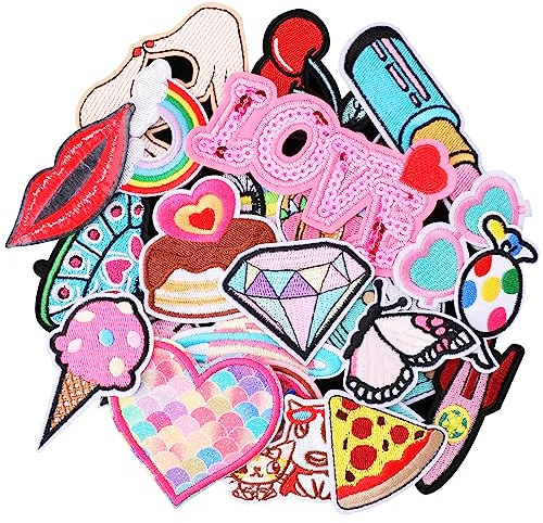 Yolev 30pcs Embroidered Iron On Patches for Clothing Jackets Appliques Stickers Sewing On Patches for Clothes Backpacks Jackets Jeans Dress Hats DIY Accessories