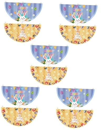 Kisangel 10piezas Banderas Decorativas De Pascua Forma De Abanico Para Decoración Interior y Exterior Para Jardín Patio Balcón y Fiesta De Pascua