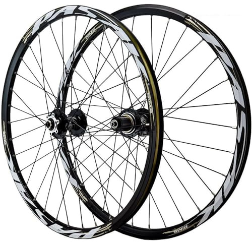 26/27.5/29 Tums MTB Hjulset Skivbroms Snabbkoppling Mountainbike Hjul Legering Dubbellager Fälg Fram och Bakhjul för 7-12 Speed Kassett 32 hål,Black,27.5inch