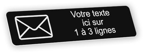 Plaque gravée personnalisée autocollante pour boîte aux letttres - motif courrier - noir - format 10x2,5 cm
