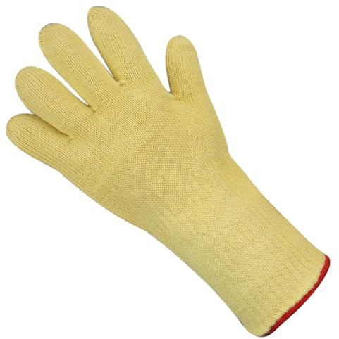 BrightGlow Värmebeständiga aramidhandskar upp till 500 °C – skyddar handleden – aramidgarn-tyg – värmeskyddshandskar – arbetshandskar – kort 26 cm – 1 styck