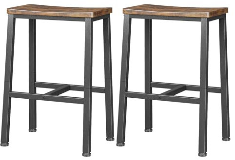 Homeiju Bar Stools, Counter Height Bar Stools Set of 2, 23.6 Inch Saddle Stools with Footrests, Industrial Kitchen Counter Seat for Dining Room, Kitchen, Counter, Rustic Brown