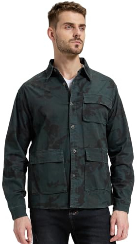 Sungerdasa Camicia da Lavoro Uomo in Cotone Militare Mimetico con Multi Tasche Maniche Lunghe Camicia Tattica Vintage per Trekking Caccia Casual Giornaliero
