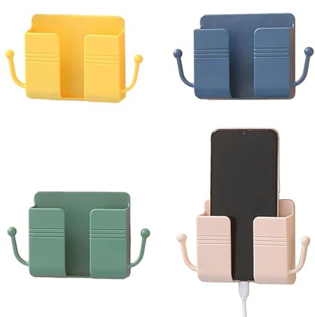 Zwenjuan Supporto per Telefono a Parete,4 pezzi Supporto per Telefono Cellulare a Parete con Gancio Adesivo 3M Supporto per Caricabatterie per Cellulare Montaggio a Parete per Camera da Letto Ufficio