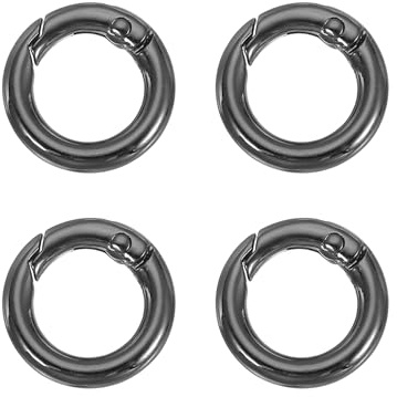 PATIKIL Anillos en O con resorte metálicos 4Pcs 0,8 Pulgadas Negro 20mm | Clips redondos, metálicos, broches de presión para llaveros bolsos correas correas de perro manualidades DIY