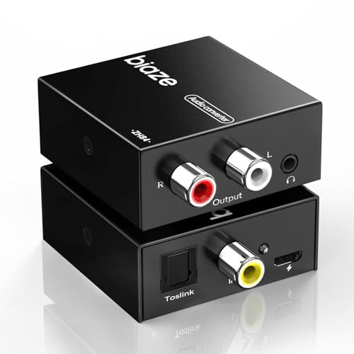 Biaze ZH84 192kHz DAC Konverter Lautstärkeregler Digital SPDIF optischer Koaxial Klinkenstecker Toslink Koaxial zu Analog-L/R und RCA 3,5 mm Klinken Wandler, Optisch zu RCA Adapter für HDTV, DVD