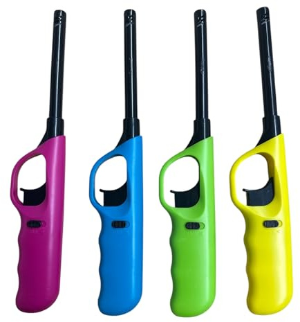 Accendino Multiuso per Cucina, Barbecue, Camping, Ricaricabile, Multicolore, con Impugnatura Ergonomica, Fiamma Regolabile (Stile 5)