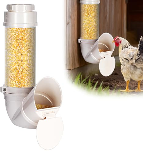 Svauoumu Medero Gallinas,Comedero Aves de Corral Anti Rata & Antipajaro,4L Comedero Automatico Gallinas,PVC Comedero para Gallina,Comedero para Gallina con Tapa Anti-Lluvia Y Colgable para Pollo,Pato