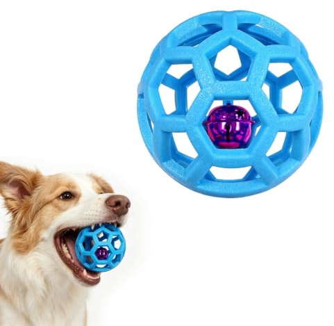 Rainway Pelota de perro de pastoreo con cascabeles, bola de rejilla para perros, pelota de juguete para perros, indestructible, pelota interactiva para perros, pelota para perros sin romper, pelota