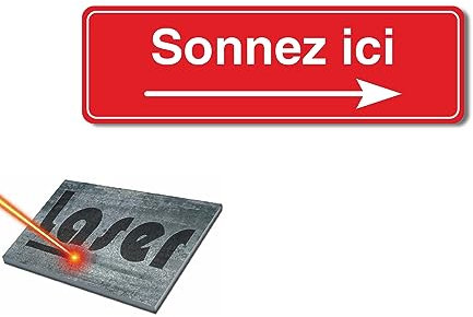 Mygoodprice Plaque gravée autocollante 13x4cm sonnez Ici Droite Fond Rouge