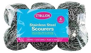 St@llion 6 Pieces Stainless Steel Commercial Wire Metal Scourers Ideal for Dishes, Pots, Pans, Ovens, Dissolves Stubborn Soiling, Paint Removal and Heavy Duty Cleaning (Pack of 1)