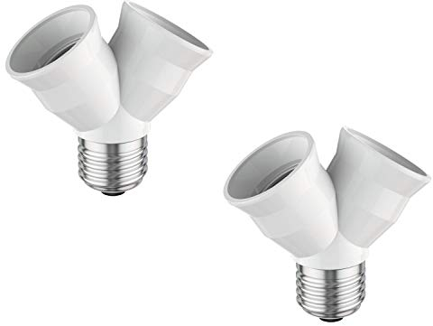 ledscom.de 2 pezzi base E27, adattatore splitter a 2 vie, bianco