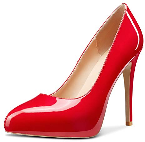Castamere Scarpe col Tacco Donna Platform Interna High Heels Pumps Tacco a Spillo 12CM Rosso Pelle Verniciata Scarpe EU 37
