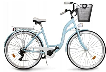 BDW 26 tum dam flickor stad trekking cykel cykel damcykel stadscykel damcykel stadscykel trekkingcykel 7 växlar, korg GRATIS (blå)