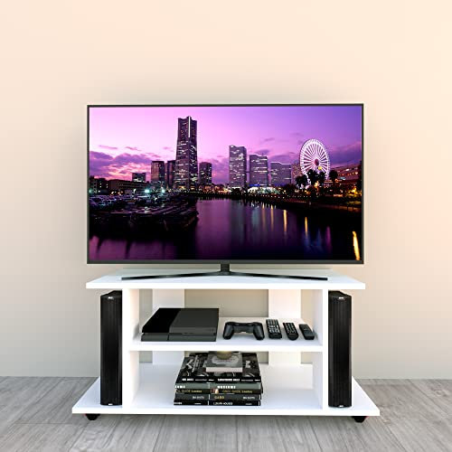 Henor Tavolo su Ruote. Mobile Tv. Legno Mod. Pilar 110 x 40 x 65.5 cm. Ruote di rotazione 360º con freno. Bianco