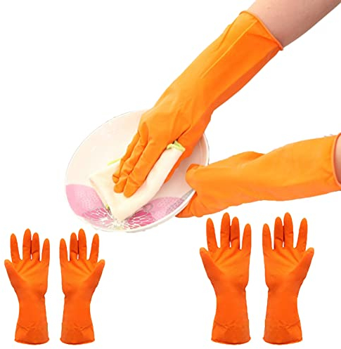 BAMFY 3 Pares Largo Guantes Limpieza Reutilizable Guantes Fregar for Cocina Guantes De Limpieza Tareas del Hogar Y Lavandería, Carros (Color : B, Size : S)