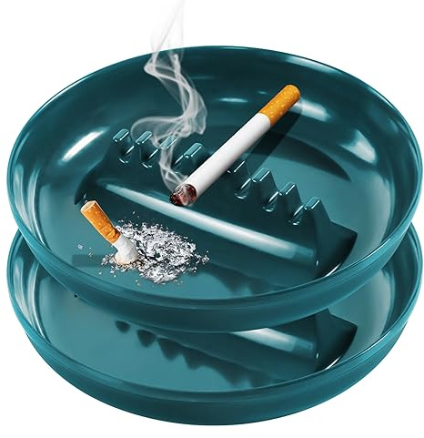 Ashtrays for Cigarettes Outdoor Ash Tray, Trash Can, 2 Pack 7 Inches Large Size Patio Ashtray, Home Ashtray, Smokeless Tabletop Ashtrays for Indoor Outdoor Use