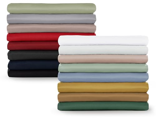 Blumtal Basic Bettlaken 280x275cm - Pflegeleichtes Betttuch aus weichem, gebürstetem Mikrofaser-Gewebe, ohne Gummizug, Dunkelgrun